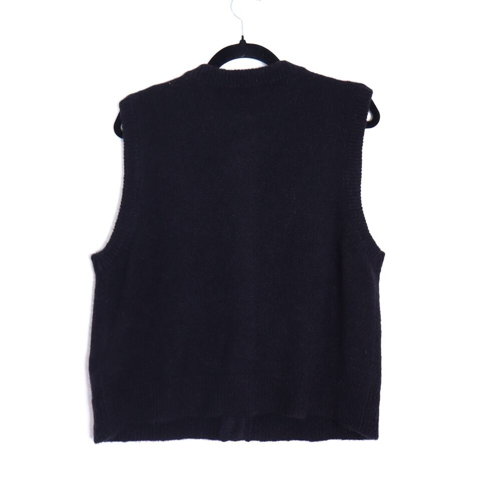 SEZANE Sacha Sweater Vest Cardigan Black w/ Gold Button Wool Blend Women's M - Picture 2 of 12